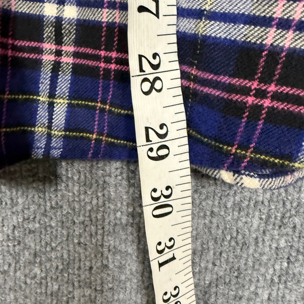 Lands' End Womens Plus Size 2X Shirt Navy Red Plaid Windowpane Cotton Button Up - Picture 8 of 9